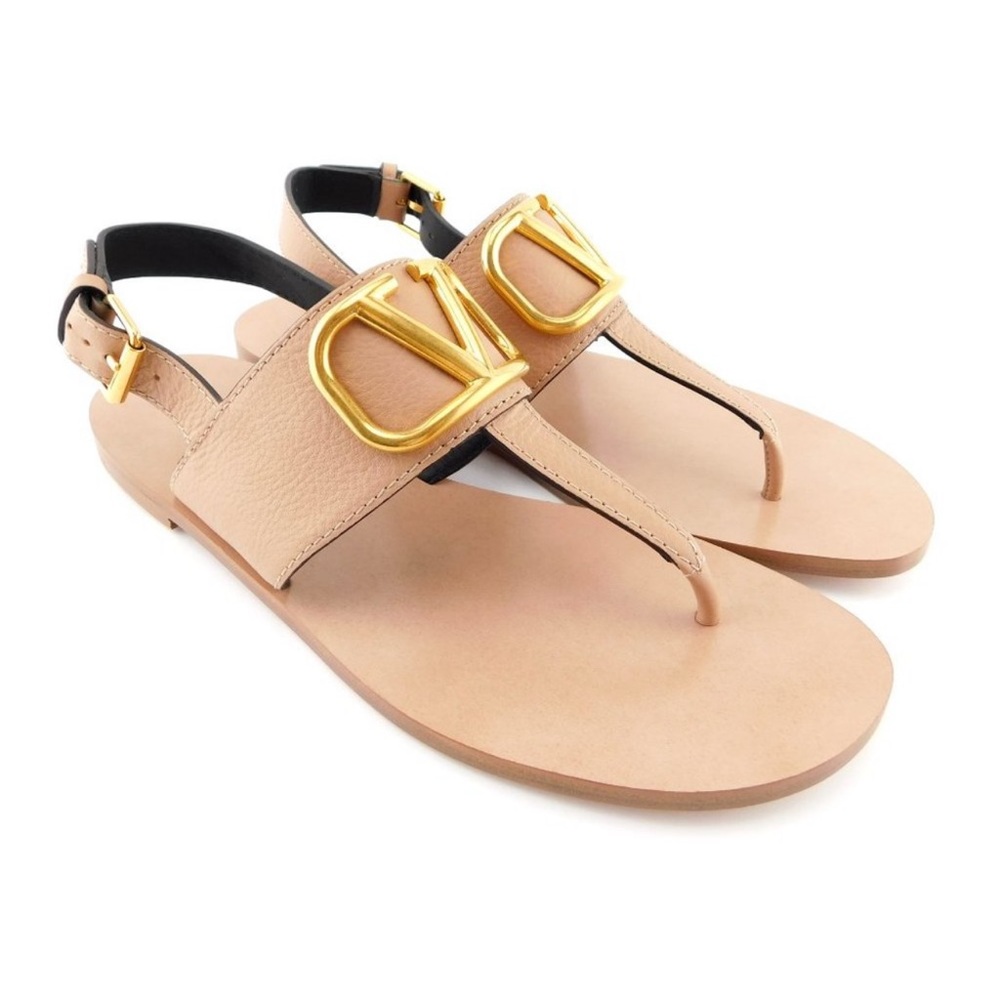 NWOB VALENTINO Garvani VLogo Sandals Size IT 39.5 in Rose Leather